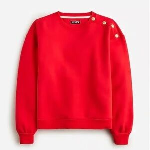 J. Crew Heritage fleece crewneck sweatshirt with gold button detail, XS